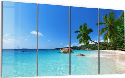 Produktbild von DEQORI Glasbild Echtglas 4x30x60 cm 'Bilderbuchstrand' Wandbilder XXL groß