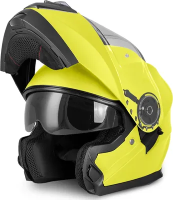 Produktbild von VINZ Santos Klapphelm mit Sonnenblende | ECE 22.06 & PINLOCK vorbereitet | Motorrad Helm Integralhelm | Motorradhelm Klappbar | In Gr. XS-XXL | Erhältlich in verschiedenen Farben - Fluo Gelb | M (57 - 58 cm)