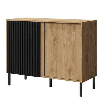 Produktbild von AX LIVING Kleine Kommode Mikasso – 100cm Breite Design Eiche/Schwarz