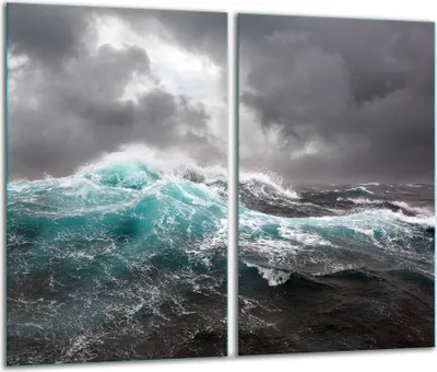 Produktbild von Herdabdeckplatten 2 teilig 30x52 Glaskeramikfeld Abdeckung Glas Meer