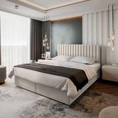 Produktbild von masseno Boxspringbett 140x200 cm Bonell Matratze Topper Bettkästen BRESEL Komplett-Set Beige Stoff Erhöhte Liegefläche