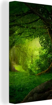 Produktbild von MuchoWow® - Leinwandbilder - Bäume - Wald - Grün - Landschaft - Natur, Wandbild, Wanddeko Bilder Wohnzimmer, 40x80cm