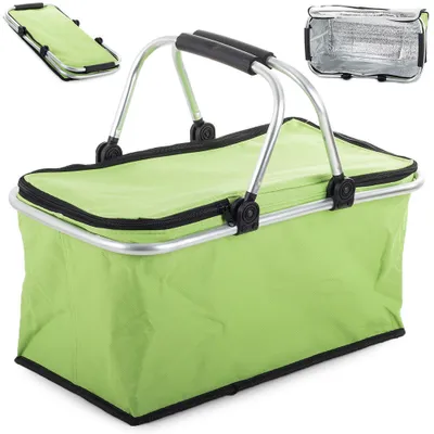 Produktbild von Alu Einkaufskorb Faltbar Picknick Korb Shoper Thermo-Picknickkorb Grün
