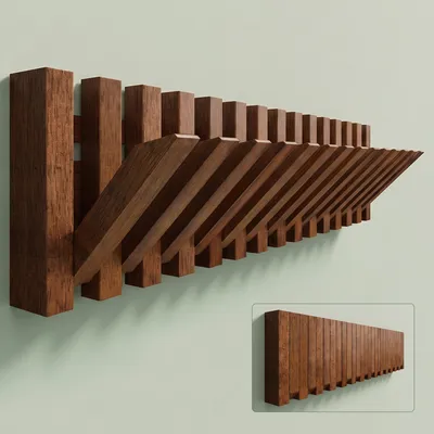Produktbild von Mai & Mai Kleiderhaken Wandgarderobe Wandhaken aus Holz Garderobe mit 14 magnetischen Klapphaken Garderobenleiste Garderobenhaken Wallnuss Twigro-01