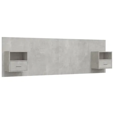 Image de vidaXL Tête de lit avec tables de nuit gris béton Bois composite