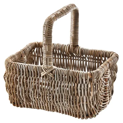 Obrázek produktu pro Nákupní košík Kobolo ETTA s rukojetí z ratanu v barvě kubu grey - nákupní taška košík koše shopper nákupní koše přepravní koš ratanový koš taška přenosný koš
