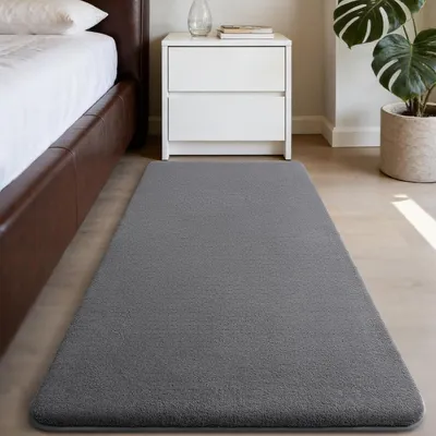 Productafbeelding van Vloerkleed - 60 x 100 cm - Laagpolig - Modern - Antislip - Machinewasbaar - Donkergrijs