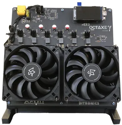 Produktbild von NerdOctaxe Rev3.1 – Inklusive Ständer und EU-Stecker – 12 TH/s Bitcoin Miner – Solo Miner – Schwarz