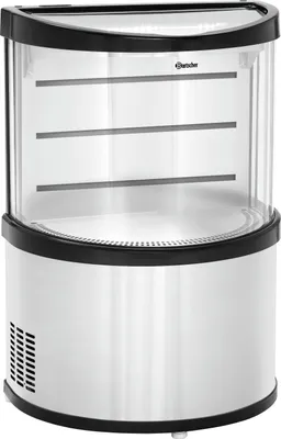Produktbild von Bartscher Kühlvitrine 1F Serie, 60 L, Umluftkühlung, 3-seitiger Einblick, 690x450x1010 mm