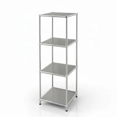 Produktbild von Floordirekt Concept Epure MK-005 Metallregal, B30×T30×H89 cm, Grau, modulares Design Regal mit offenen Ablagen, verchromtes Metallgestell