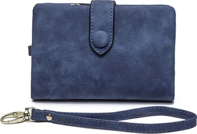 Produktbild von OKWISH Damen Mini Geldbörse, Damen PolyurethanKunstleder Geldbörse mit Münzfach, Kleines Portemonnaie Blau