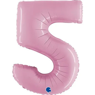 Produktbild von Riesenzahl Folienballon 40"/102cm | Pastel Pink Zahl: 5