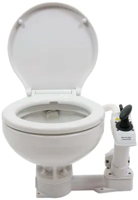 Toilette mit Keramikwaschbecken & Handpumpe, Kompakt, Weiß
