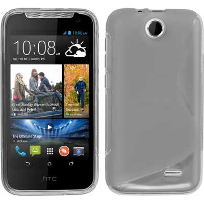 Produktbild von PhoneNatic Case kompatibel mit HTC Desire 310 - grau Silikon Hülle S-Style + 2 Schutzfolien