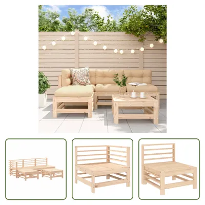 Produktbild von The Living Store 5-tlg. Garten-Lounge-Set Massivholz Kiefer