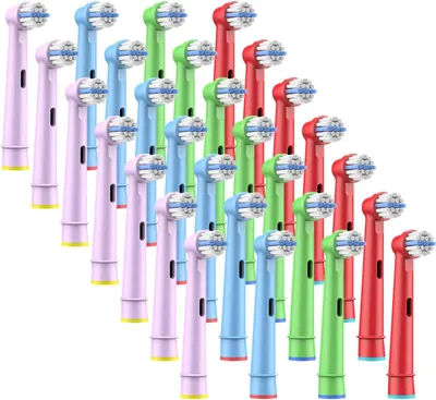 Produktbild von 28 Aufsteckbürsten für Oral B Kinder Ersatzbürsten Zahnpflege Bürstenköpfe elektrische Zahnbürsten Dentalogix