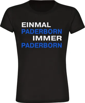 Produktbild von multifanshop Damen T-Shirt - Paderborn - Einmal Immer, schwarz, Größe XL