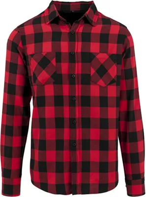 Produktbild von Build Your Brand BY031 | Checked Flannel Shirt - Holzfällerhemd - Farbe: Black/Red - Größe: L
