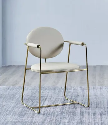 Produktbild von Weißer Esszimmer Stuhl Designer Edelstahlstuhl Einsitzer Moderne Möbel