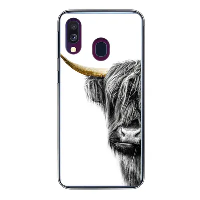Produktbild von MuchoWow® Handyhülle Schutzhülle Hülle für Samsung Galaxy A40 Schottischer Highlander - Tiere - Schwarz und Gold Silikon Softcase Handy Hülle - Handy-Tasche