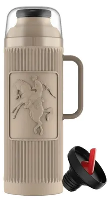 Thermosflasche 1 l, beige, isoliertes Glas, mit Schutzdeckel