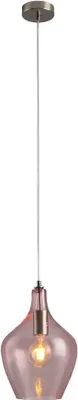 Produktbild von LA BURBUJA Pendelleuchte Ø22CM Mattes Nickel, Rosé Glas – Elegante 1-flammige E27 Hängelampe für Wohn- & Mädchenzimmer