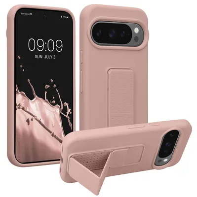 Produktbild von kwmobile Handyhülle für Google Pixel 10 / Pixel 10 Pro Hülle - TPU Silikon Case mit Fingerhalter und Stand - Schutzhülle Cover in Altrosa