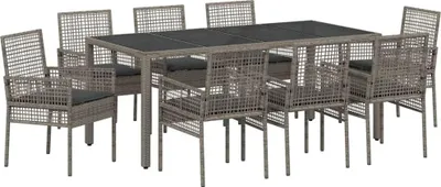 Obrázok produktu pre Záhradný jedálenský set 9 pcs Sivá polyratan