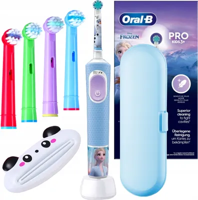Produktbild von Oral-B | Elektrische Zahnbürste - D103 Kids Frozen - Blau - 2 Reinigungsmodi - mit Aufklebern und Zubehör
