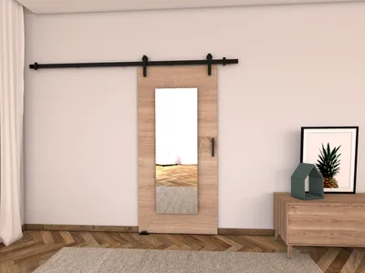 Produktbild von Schiebetür mit Spiegel BUSHLAND 9 - 76 cm, Sonoma-Eiche