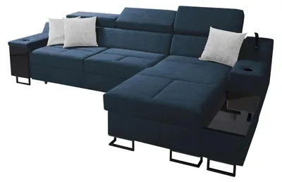 Produktbild von MIRJAN24 Ecksofa Alicante I Maxi, Schlaffunktion und Bettkasten, Lampe mit USB-Anschluss, L-Form Polsterecke (Uttario Velvet 2967 + Uttario Velvet 2973, Seite: Rechts)
