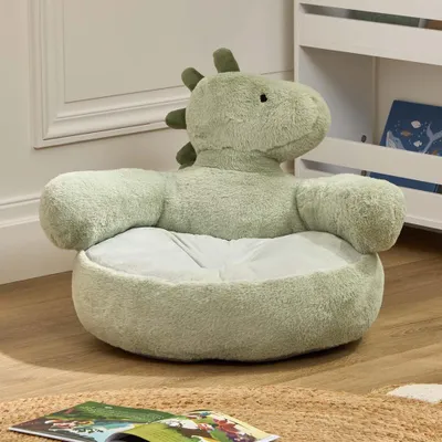 Produktbild von Kindersessel Dino-Design grün, 48 cm tief, 45 cm breit, 42 cm hoch, bis 75 kg, KI-generiertes Bild