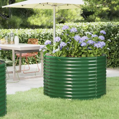Immagine prodotto di The Living Store Letto rialzato in acciaio verniciato a polvere 100x100x68 cm Verde