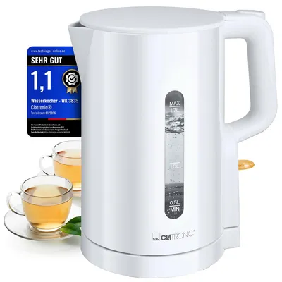 Produktbild von Clatronic® Wasserkocher 1,7L | BPA frei | 2200W | Einhandbedienung | Wasserstandsanzeige | Kettle | Überhitzungsschutz | WK 3835 weiß