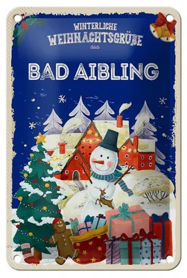 Produktbild von Blechschild Weihnachtsgrüße aus BAD AIBLING Geschenk Schild  12x18cm