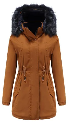 Image de Parka matelassée réversible pour femmes, avec capuche en Fourrure artificielle