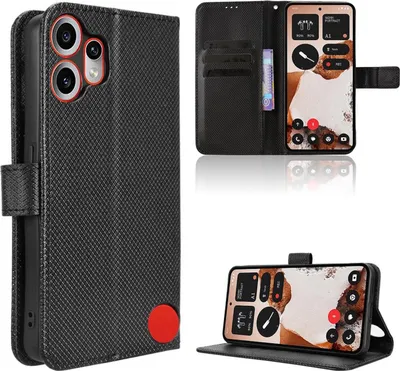 Produktbild von Für Nothing CMF Phone 2 Pro Diamantstruktur Design Book Wallet Kunstleder Hülle Schwarz