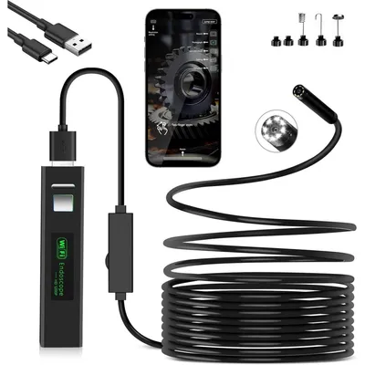 Zdjęcie produktu dla Bezprzewodowa kamera endoskopowa HD Wi-Fi do smartfonów, kompatybilna z systemami iOS i Android, rozdzielczość 720p, kabel o długości 5 m