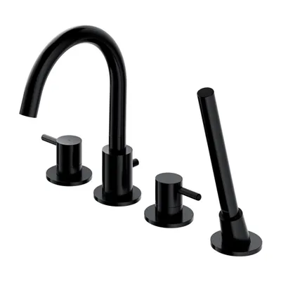 Obrázok produktu pre ECOLAM set vaňová batéria ručná sprcha vaňová batéria čierna čierna vaňová obruba 4 otvory Y