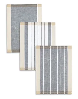 Produktbild von Triolino 3-er Pack Jacquard Geschirrtücher Küchentücher Halbleinen Streifen 50 x 70 cm, Farbe:Schwarz, Grösse:50 cm x 70 cm