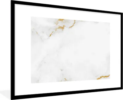 Produktbild von MuchoWow® MuchoWow® Gerahmtes Poster Marmor - Gold - Weiß - Luxus 90x60 cm - Poster mit zchwarzem Bilderrahmen - Wanddekoration - Fotos