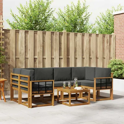 Produktbild von Outdoor-Sofagarnitur - VIDAXL - Terrassen-Sofa - mit Kissen - 7 pcs - Natur und Anthrazit