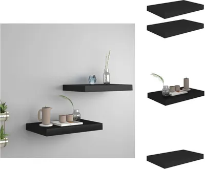 Obrázek produktu pro vidaXL Plovoucí police 2 ks černé 40x23x3,8 cm MDF - Nástěnné police