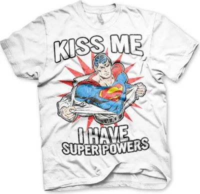 Immagine prodotto di Maglietta Kiss Me - I Have Super Powers - Medium - Bianco