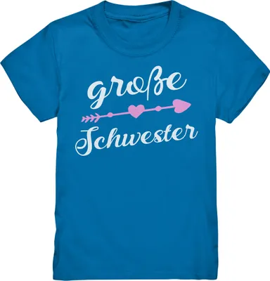 Produktbild von Große Schwester T-Shirt Pfeil Herz Große Schwester Geschenk – Royal Blue / 122/128 (7-8)