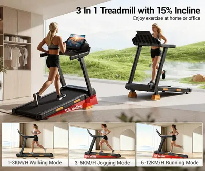 Image de Tapis de course pliable - SF20 - Pour une utilisation à domicile - Vitesse maximale : 12 km/h - Inclinaison réglable jusqu'à 15 % - Surface de course : 97 x 40 cm - Écran LED - Capteur de fréquence cardiaque