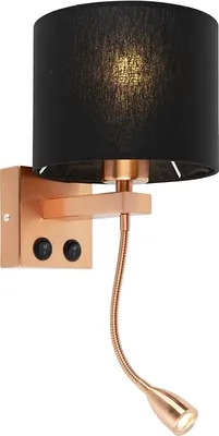 Produktbild von Art Deco Wandlampe Kupfer mit Schwarzem Schirm Brescia