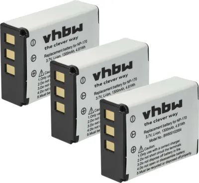 Produktbild von vhbw 3x Akku kompatibel mit Fujifilm FinePix SL260, SL240, F305, SL1000, SL305, SL300, SL280 Videokamera Camcorder (1300 mAh, 3,7 V, Li-Ion)