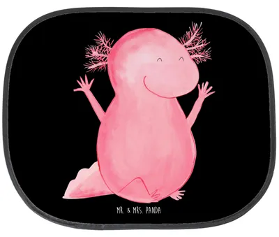Produktbild von Mr. & Mrs. Panda Sonnenschutz Auto Axolotl Hurra - Schwarz - Geschenk, Seitenscheibe, Autoscheiben, Fröhlich, für, Lurch, Sonnenblende, Motivation