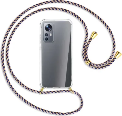 Produktbild von Handykette Backcover-Schutzhülle mit Band (Metall goldfarben) für Xiaomi 12 - blau+beige